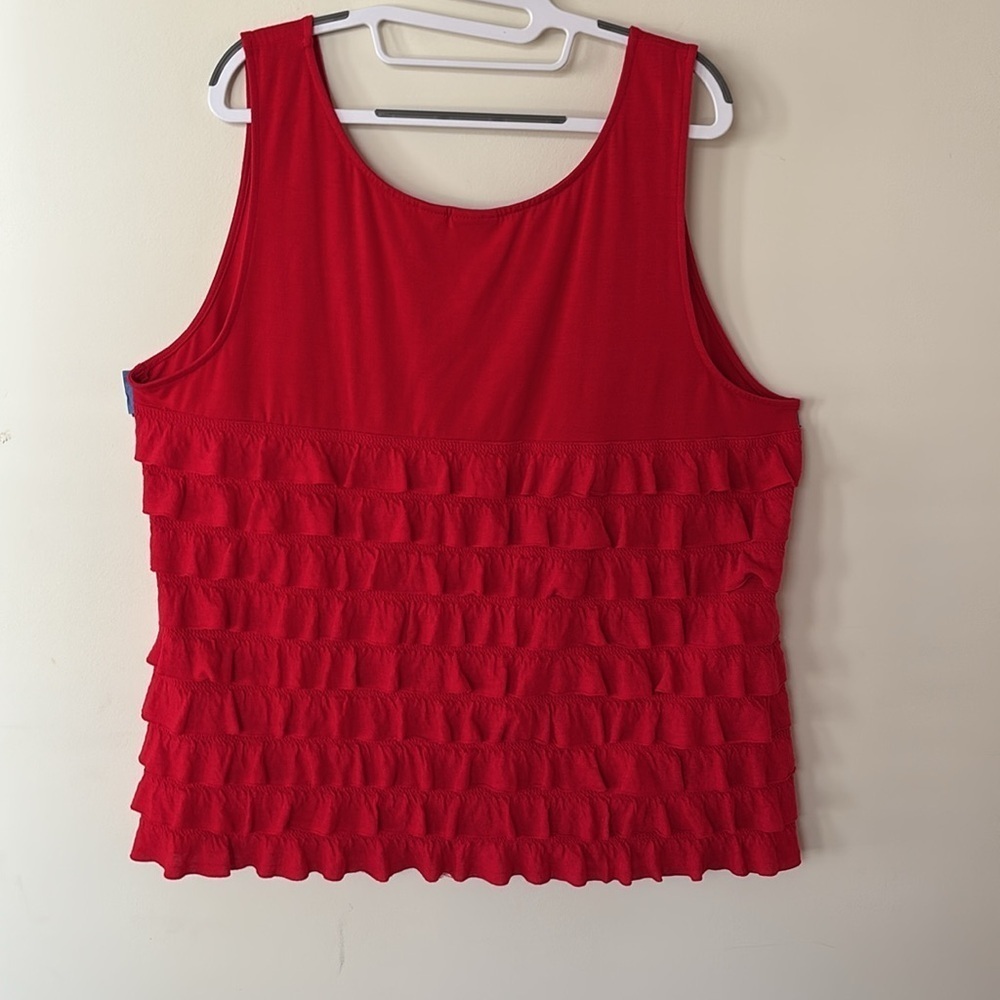 Cato Woman Red Tank Top With Ruffles In Front & Back Size 22/24 - Picture 5 of 10